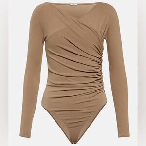 Wolford Gathered Cache-Coeur Bodysuit Mocha Size Medium